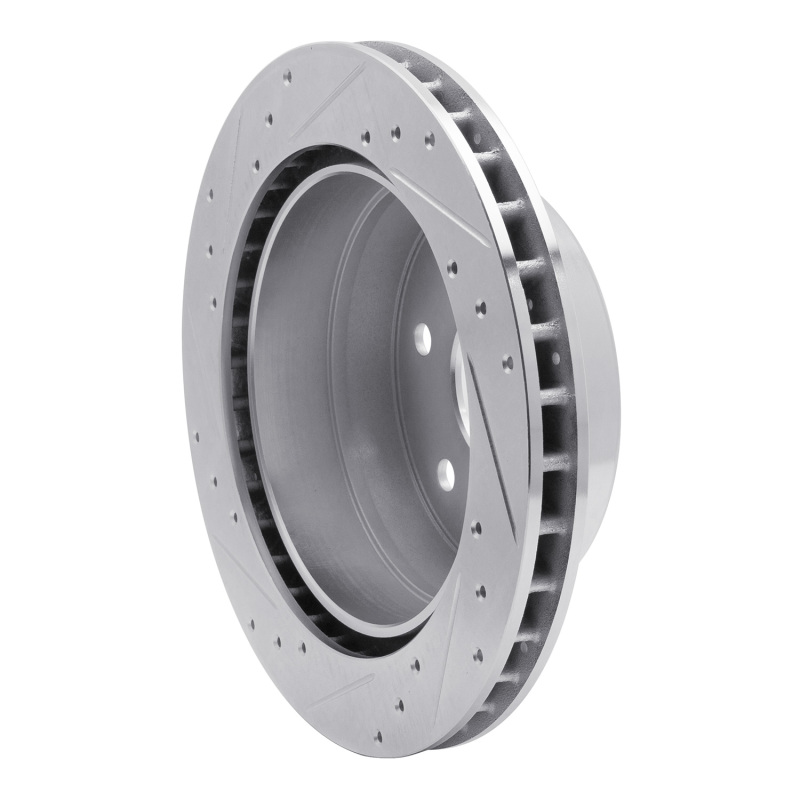 Cadillac Escalade Brake Rotor (1) - Rear Right - R1 Concepts - Drilled & Slotted - Silver - `00-`14